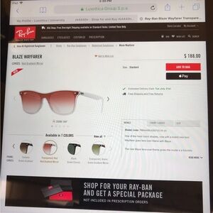 ❤️❤️Ray Ban Blaze Wayfarer sunglasses unisex
